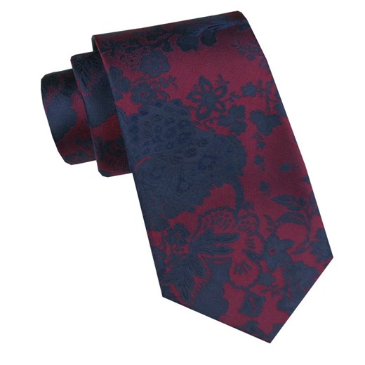 Elegancki i Modny Krawat Jedwabny - Alties - Granat i Czerwień, Kwiaty KRALTSJ0016 ze sklepu JegoSzafa.pl w kategorii Krawaty - zdjęcie 178348926