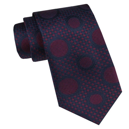 Elegancki i Modny Krawat Jedwabny - Alties - Granatowy w Duże Grochy KRALTSJ0004 ze sklepu JegoSzafa.pl w kategorii Krawaty - zdjęcie 178348948