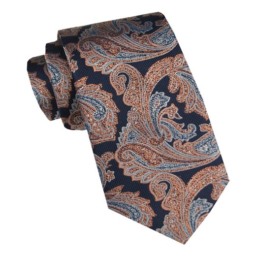 Elegancki i Modny Krawat Jedwabny - Alties - Pomarańcz, Duży Wzór Kwiatowy KRALTSJ0017 ze sklepu JegoSzafa.pl w kategorii Krawaty - zdjęcie 178348958