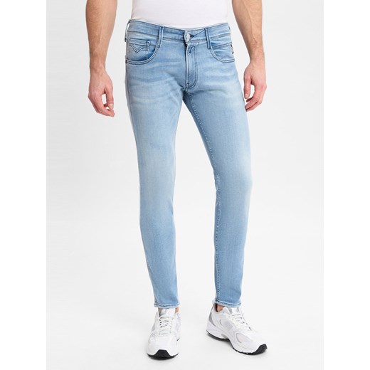 Replay Dżinsy slim fit - Anbass Mężczyźni Bawełna bielony jednolity ze sklepu vangraaf w kategorii Jeansy męskie - zdjęcie 178349115