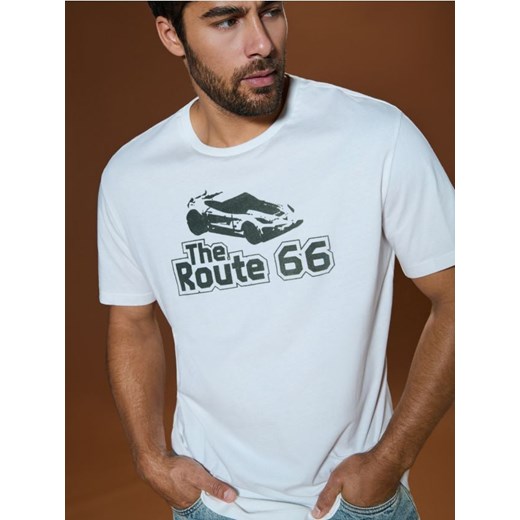 Sinsay - Koszulka - kremowy ze sklepu Sinsay w kategorii T-shirty męskie - zdjęcie 178350636