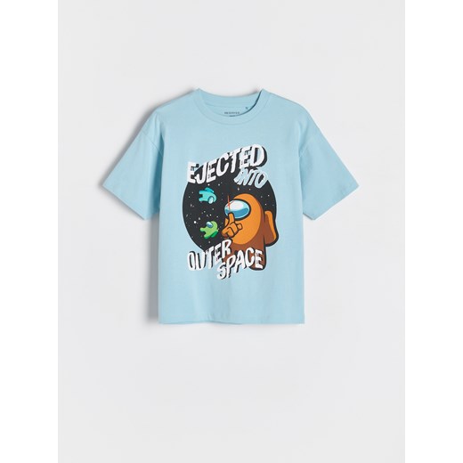 Reserved - Bawełniany t-shirt Among Us - jasnoniebieski ze sklepu Reserved w kategorii T-shirty chłopięce - zdjęcie 178351455