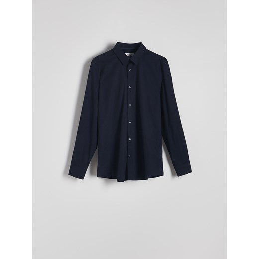 Reserved - Bawełniana koszula slim fit - granatowy ze sklepu Reserved w kategorii Koszule męskie - zdjęcie 178351485