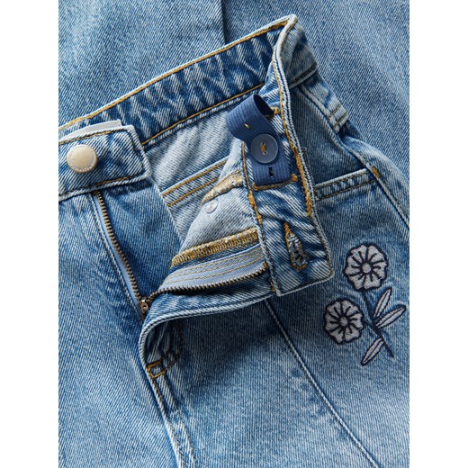 Reserved - Jeansy super wide leg z haftem - niebieski Reserved 164 (13 lat) Reserved