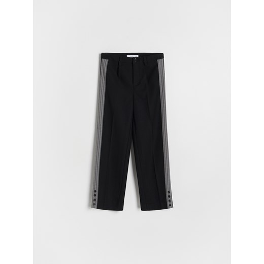 Reserved - Eleganckie spodnie z lampasem - czarny Reserved 146 (10 lat) Reserved