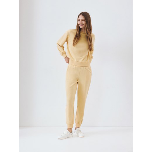 Reserved - Gładka bluza z bawełną - kremowy Reserved XL Reserved