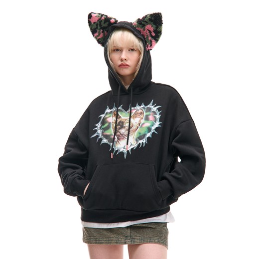 Cropp - Bluza z kocimi uszami na kapturze UNISEX - czarny ze sklepu Cropp w kategorii Bluzy damskie - zdjęcie 178352875