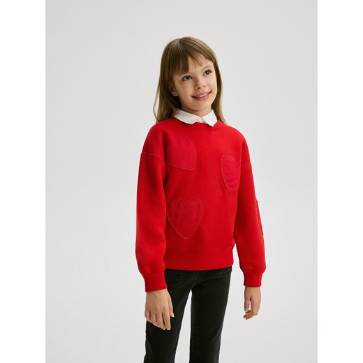 Reserved - Bluza w serca - czerwony ze sklepu Reserved w kategorii Bluzy dziewczęce - zdjęcie 178357249