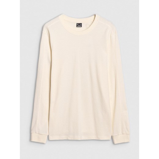 Męski longsleeve 4F 4FRSS25TLONM518 - biały ze sklepu Sportstylestory.com w kategorii T-shirty męskie - zdjęcie 178363189