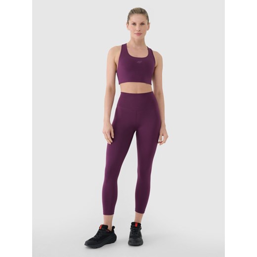 Damskie legginsy treningowe 4F 4FRSS25TFTIF308 - fioletowe ze sklepu Sportstylestory.com w kategorii Spodnie damskie - zdjęcie 178363225