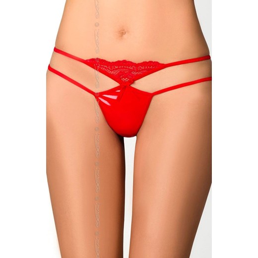 Cranberry muffin stringi czerwone wet look V-7828, Kolor czerwony, Rozmiar L, Axami ze sklepu Intymna w kategorii Majtki damskie - zdjęcie 178365785