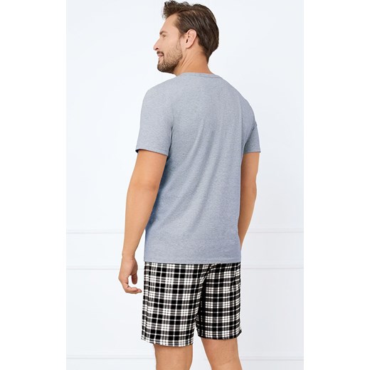 Piżama męska na krótki rękaw i krótkie spodnie szara Klark, Kolor szaro-czarno-biały, Rozmiar M, Italian Fashion ze sklepu Intymna w kategorii Piżamy męskie - zdjęcie 178365885