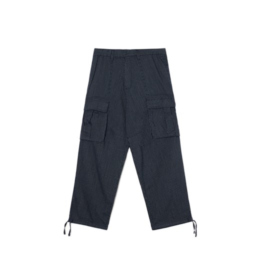 Cropp - Granatowe spodnie baggy z wiskozą - granatowy Cropp 30 Cropp