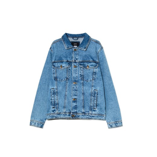 Cropp - Niebieska kurtka jeansowa z kieszeniami - niebieski Cropp L Cropp