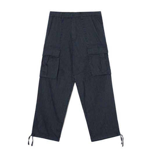 Cropp - Granatowe spodnie baggy z wiskozą - granatowy Cropp 34 Cropp