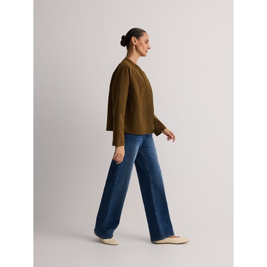 Reserved - Kurtka z imitacji zamszu - ciemnozielony Reserved M Reserved