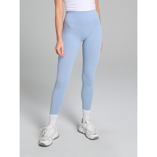 Sinsay - Legginsy high waist w prążek - niebieski Sinsay XS Sinsay