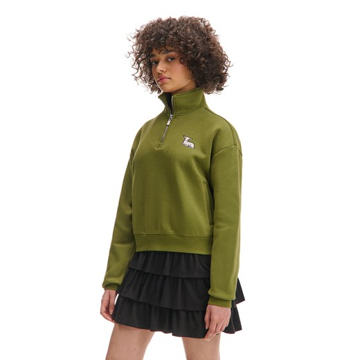 Cropp - Bluza ze stójką i naszywką owieczki - zielony ze sklepu Cropp w kategorii Bluzy damskie - zdjęcie 178372588