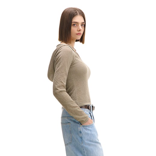 Cropp - Beżowy sweter z kapturem - beżowy ze sklepu Cropp w kategorii Swetry damskie - zdjęcie 178374018
