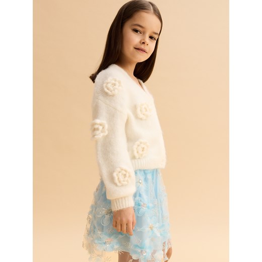 Reserved - Kardigan w kwiaty - złamana biel Reserved 140 (9 lat) Reserved