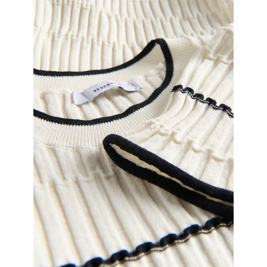 Reserved - Dzianinowa bluzka z wiskozą - złamana biel Reserved L Reserved