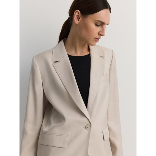 Reserved - Marynarka oversize z wiskozą - beżowy Reserved XXL Reserved