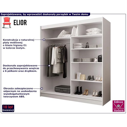 Biała dwudrzwiowa szafa przesuwna z lustrem - Area 4X Elior One Size Edinos.pl
