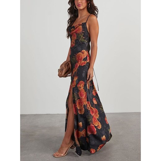 Sukienka La Angels wielokolorowa maxi na ramiączkach w kwiaty 