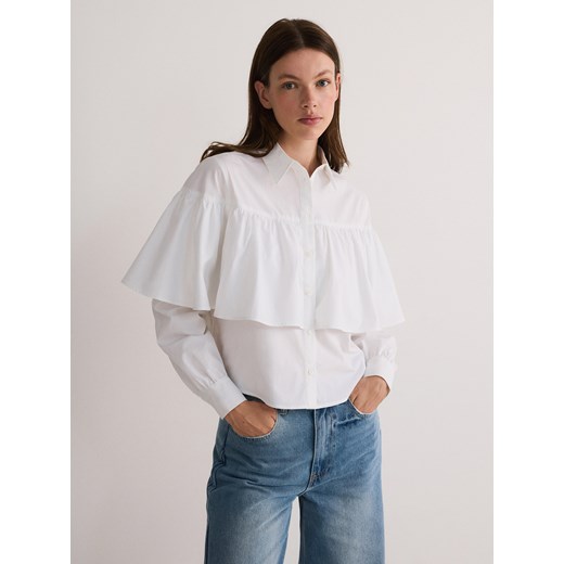 Reserved - Koszula z peleryną - złamana biel ze sklepu Reserved w kategorii Koszule damskie - zdjęcie 178383655