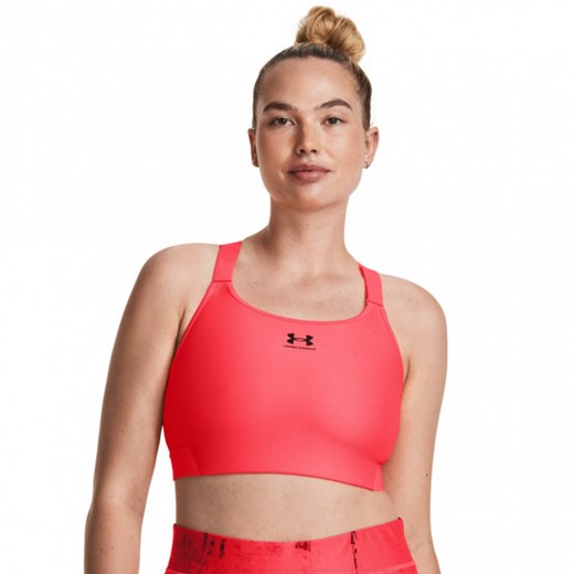 Biustonosz treningowy Under Armour UA HeatGear High - łososiowy ze sklepu Sportstylestory.com w kategorii Biustonosze - zdjęcie 178384026