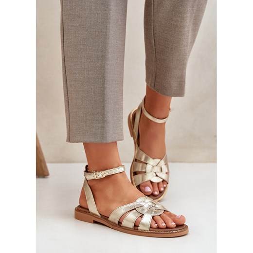 Sandały damskie Lewski Shoes casual na płaskiej podeszwie skórzane na lato
