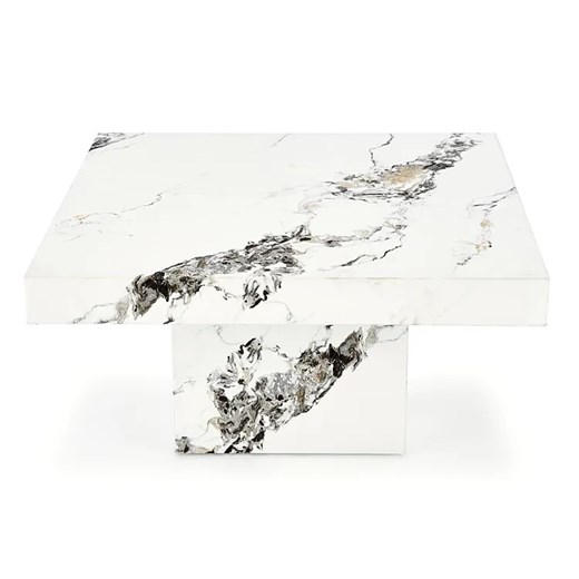 Biały kwadratowy stolik kawowy imitujący marmur - Ovez Elior One Size Edinos.pl