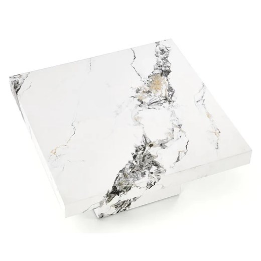 Biały kwadratowy stolik kawowy imitujący marmur - Ovez Elior One Size Edinos.pl