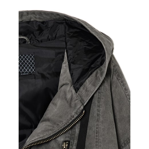 Cropp - Kurtka z kapturem i dekoracyjnymi ściągaczami - szary Cropp L Cropp