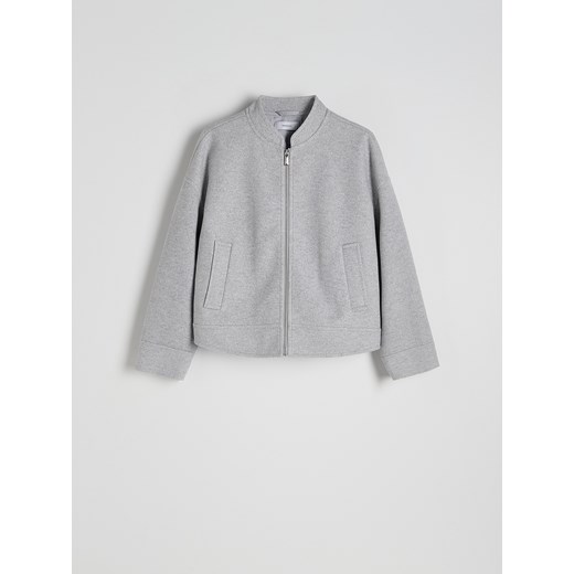 Reserved - Krótka flauszowa kurtka - jasnoszary Reserved L Reserved