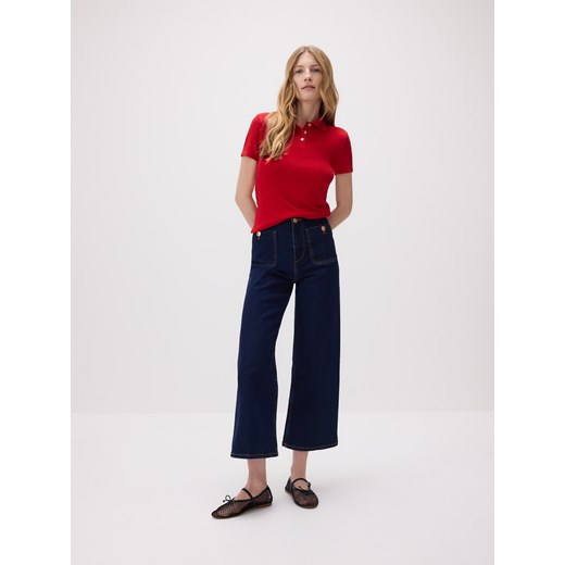 Bluzka damska Reserved z wiskozy z krótkim rękawem z kołnierzykiem 