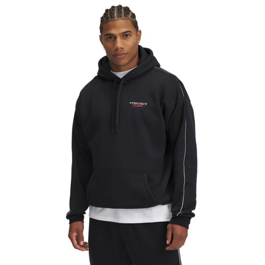 Męska bluza dresowa nierozpinana z kapturem Under Armour Project Rock Icon Fleece Hdy - czarna ze sklepu Sportstylestory.com w kategorii Bluzy męskie - zdjęcie 178393338