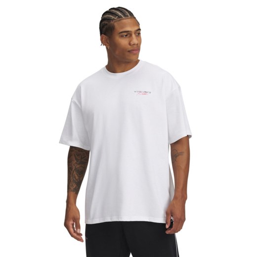 Męski t-shirt z nadrukiem Under Armour Project Rock Hwt SS - biały ze sklepu Sportstylestory.com w kategorii T-shirty męskie - zdjęcie 178393346