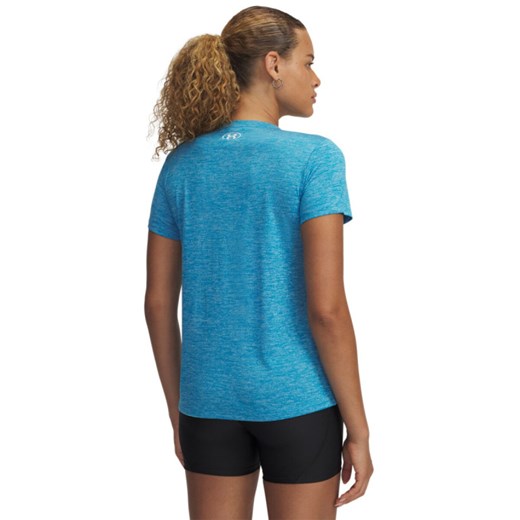 Damska koszulka treningowa Under Armour Tech SSV- Twist - niebieska ze sklepu Sportstylestory.com w kategorii Bluzki damskie - zdjęcie 178393379