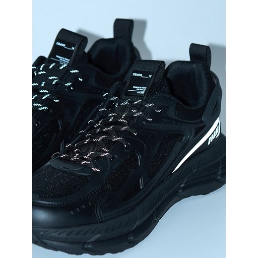 Cropp - Sneakersy z elementami skórzanymi i odblaskowymi - czarny Cropp 44 Cropp