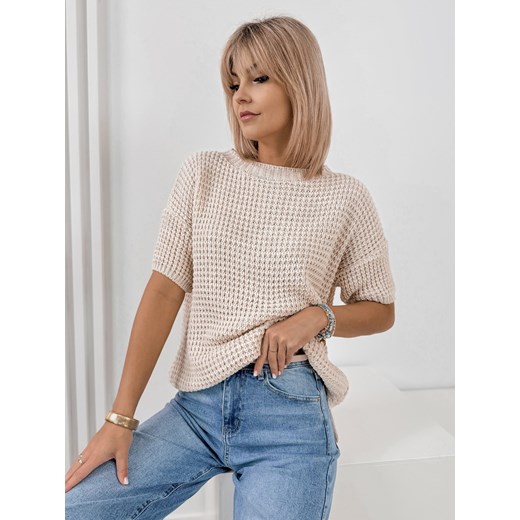 sweter beliza beżowy one size ze sklepu UBRA w kategorii Swetry damskie - zdjęcie 178399398