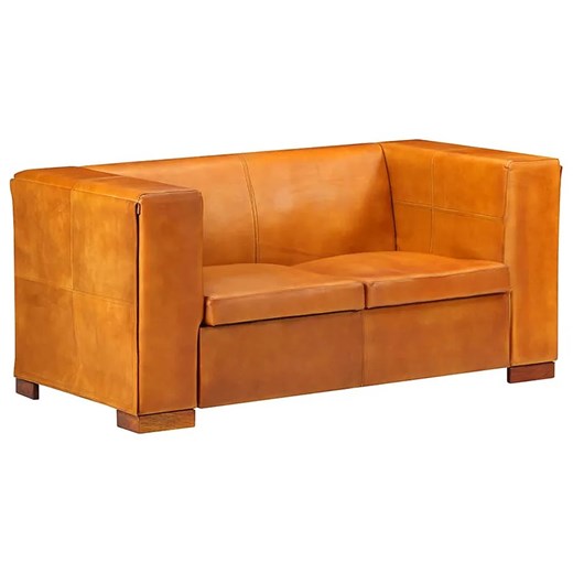 2-osobowa sofa z jasnobrązowej skóry naturalnej - Vino 2Q ze sklepu Edinos.pl w kategorii Sofy i kanapy - zdjęcie 178400099