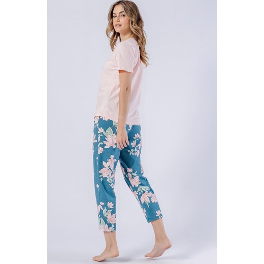 Dwuczęściowa piżama damska 1577 Celeste, Kolor łososiowy-wzór, Rozmiar L, Leveza ze sklepu Intymna w kategorii Piżamy damskie - zdjęcie 178403919