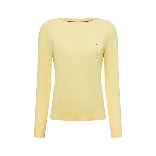 Tommy Hilfiger Sweter damski z dzianiny Kobiety Bawełna żółty jednolity ze sklepu vangraaf w kategorii Swetry damskie - zdjęcie 178406725