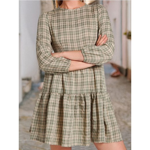 Sinsay - Sukienka mini w kratę - zielony ze sklepu Sinsay w kategorii Sukienki - zdjęcie 178408126
