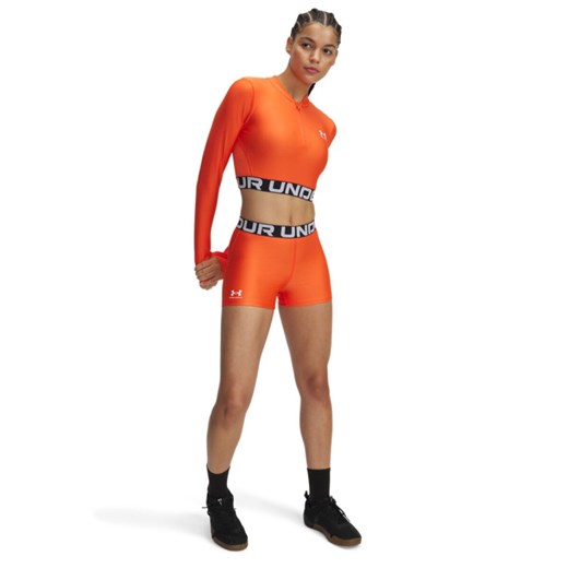 Damskie legginsy krótkie treningowe Under Armour UA Hg Authentics Shorty  - pomarańczowe ze sklepu Sportstylestory.com w kategorii Szorty - zdjęcie 178409545