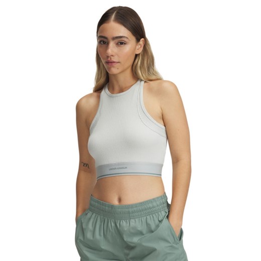 Damski top treningowy Under Armour UA Meridian Rib Branded Tank - zielony ze sklepu Sportstylestory.com w kategorii Bluzki damskie - zdjęcie 178409587