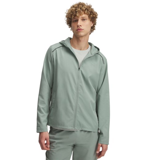 Męska kurtka do biegania Under Armour UA Storm Run Hooded Jacket - zielona ze sklepu Sportstylestory.com w kategorii Kurtki męskie - zdjęcie 178409629
