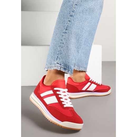 Czerwone Sneakersy Klasyczne Tenisówki z Przeszyciami Kelluria ze sklepu born2be.pl w kategorii Buty sportowe damskie - zdjęcie 178413946
