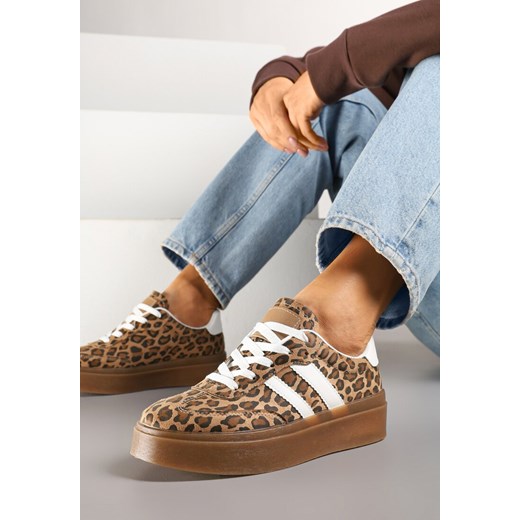 Panterkowe Sneakersy w Stylu Kultowych Tenisówek na Grubej Podeszwie Carilne ze sklepu born2be.pl w kategorii Buty sportowe damskie - zdjęcie 178414126